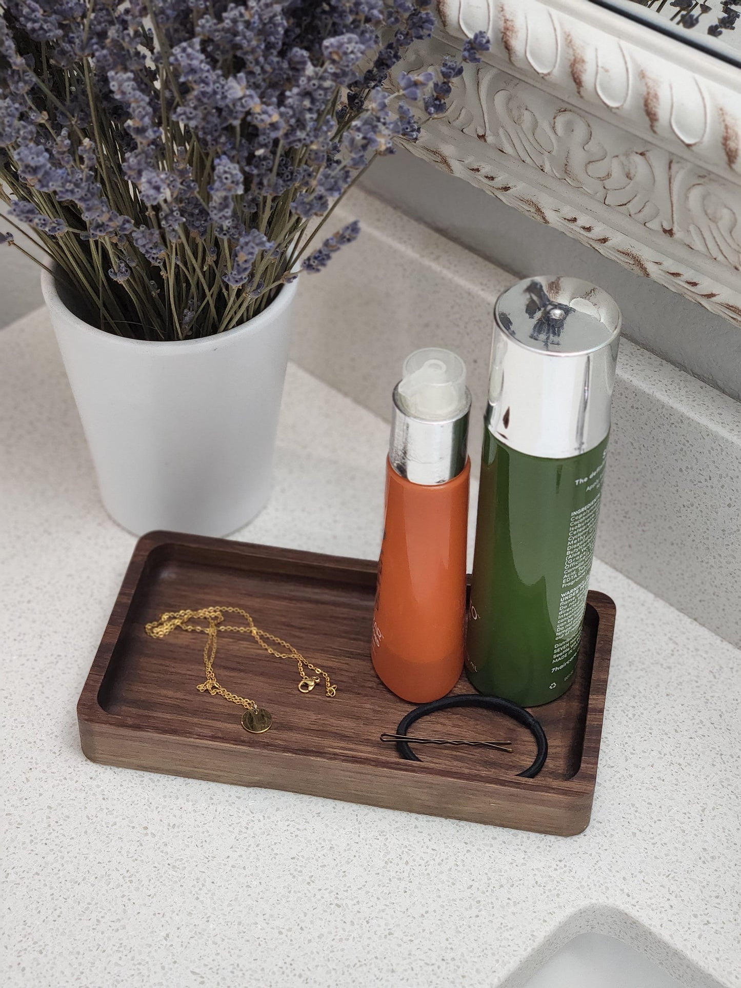 Walnut Catch All Tray | Rectangular Valet Tray | Decorative Wood Tray
