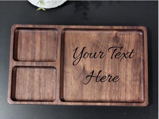 Hardwood Catch All Tray | Three Compartment Large Valet Tray | Decorative Wood Tray