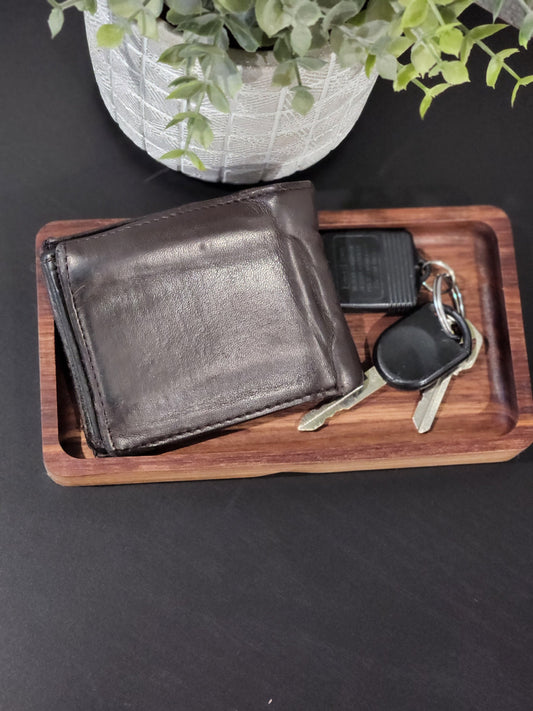 Walnut Catch All Tray | Rectangular Valet Tray | Decorative Wood Tray
